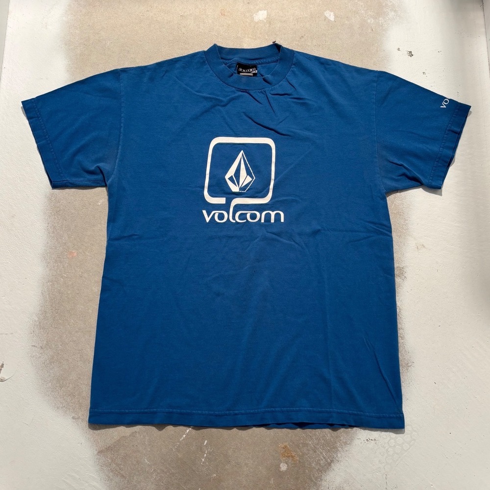 Volcom Stone Mens Blue Graphic T-Shirt Short Sleeve Logo Skate Tee Size M